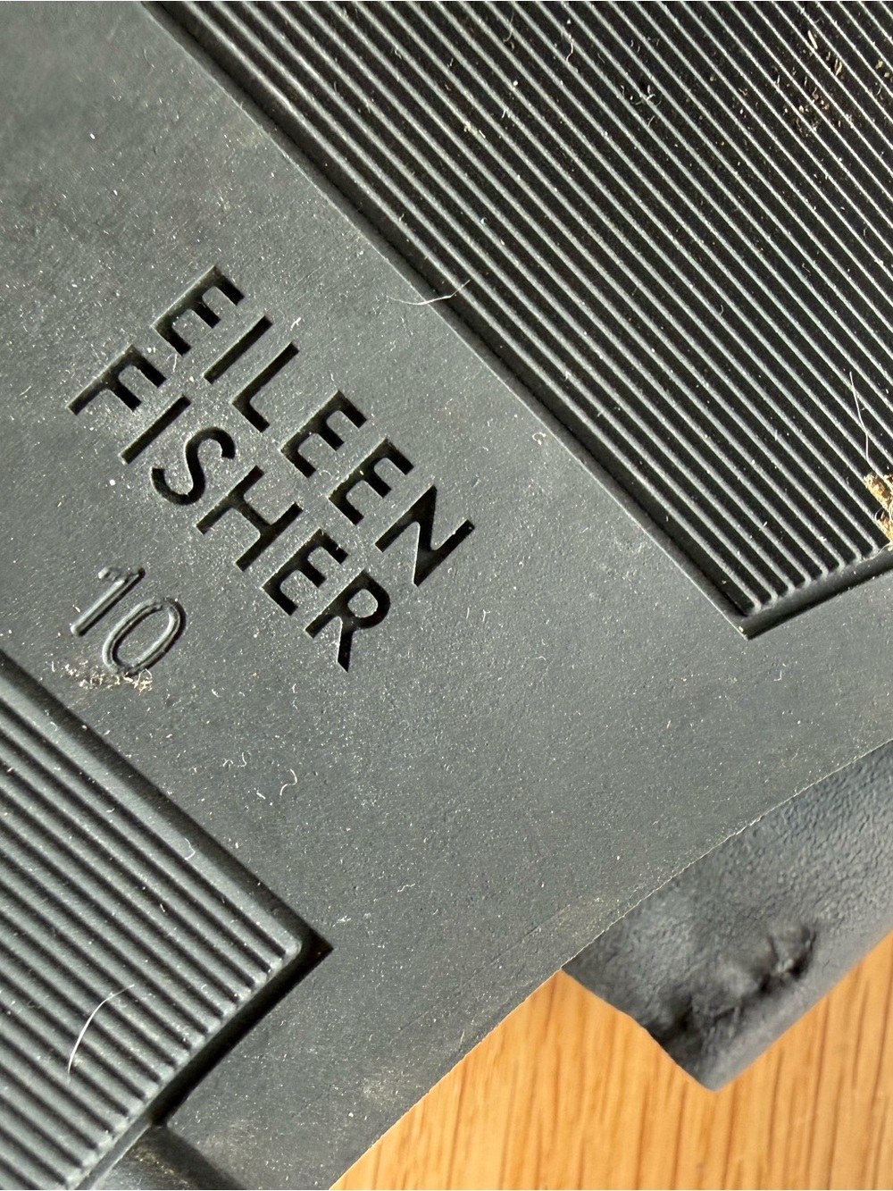 Eileen Fisher Black Leather Platform Slide Sandals - Picture 5 of 5